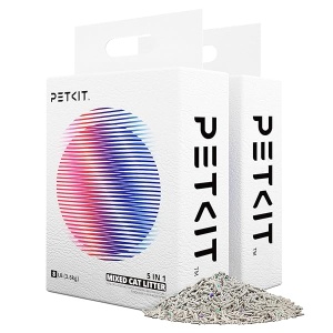 PETKIT Arena para gatos mezclada 5 en 1, desechable, sin olor, carbón activado, ultra absorbente y de secado rápido (dos paquetes)