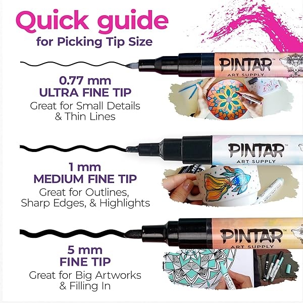 PINTAR Premium Acrylic Paint Pens - (26 Colors) Medium Tip Pens For Rock Painting, Ceramic Glass, Wood, Paper, Fabric & Porcelain, Water Resistant Paint Set, Surface Pen, Craft Supplies, DIY Project - Image 6