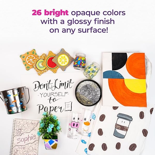 PINTAR Premium Acrylic Paint Pens - (26 Colors) Medium Tip Pens For Rock Painting, Ceramic Glass, Wood, Paper, Fabric & Porcelain, Water Resistant Paint Set, Surface Pen, Craft Supplies, DIY Project - Image 8