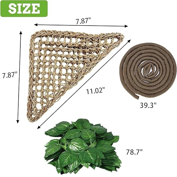 PINVNBY Hamaca de dragón barbudo, accesorios de tanque de dragón barbudo, vides escalador de selva, hojas flexibles de terrario de reptiles con ventosas, decoración de hábitat para camaleón, lagartos, - Image 3