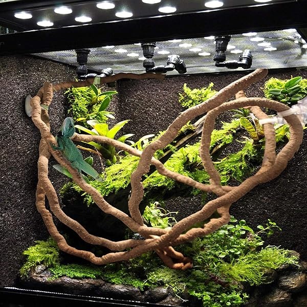 PINVNBY Hamaca de dragón barbudo, accesorios de tanque de dragón barbudo, vides escalador de selva, hojas flexibles de terrario de reptiles con ventosas, decoración de hábitat para camaleón, lagartos, - Image 7