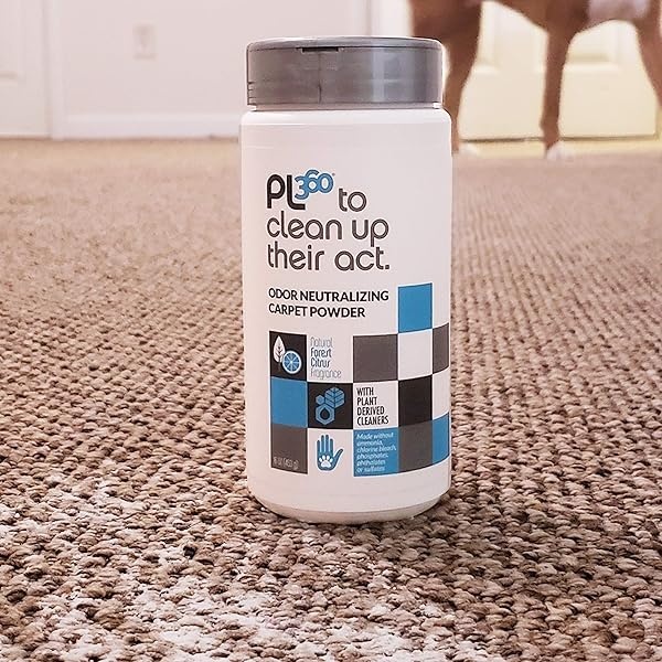 PL360 Polvo de alfombras neutralizador de olores de mascotas | Eliminador de olores de mascotas | Elimina gatos, perros, mascotas, malos olores de las alfombras | Ingredientes ecológicos, naturales y seguros | 16 onzas (paquete de 3) - Image 5