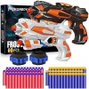 POKONBOY - Juego de 2 pistolas de juguete para niños y niñas con 60 dardos de espuma suave de repuesto, 2 pulseras para niños, regalos de cumpleaños, regalos de fiesta, regalos de mano para Navidad de