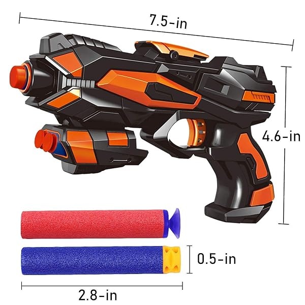 POKONBOY - Juego de 2 pistolas de juguete para niños y niñas con 60 dardos de espuma suave de repuesto, 2 pulseras para niños, regalos de cumpleaños, regalos de fiesta, regalos de mano para Navidad de - Image 4