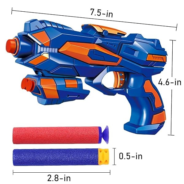 POKONBOY - Juego de 4 pistolas Blaster compatibles con balas Nerf Guns, pistolas de juguete para niños y niñas con 80 dardos de repuesto de espuma, juguetes de pistola de mano para niños de más de 6 - Image 3