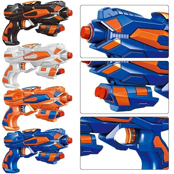 POKONBOY - Juego de 4 pistolas Blaster compatibles con balas Nerf Guns, pistolas de juguete para niños y niñas con 80 dardos de repuesto de espuma, juguetes de pistola de mano para niños de más de 6 - Image 4