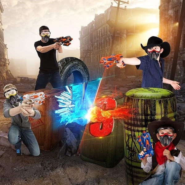 POKONBOY - Juego de 4 pistolas Blaster compatibles con balas Nerf Guns, pistolas de juguete para niños y niñas con 80 dardos de repuesto de espuma, juguetes de pistola de mano para niños de más de 6 - Image 7