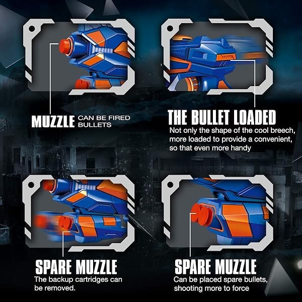 POKONBOY Pistolas Blaster de 6 unidades para pistolas Nerf, pistolas de juguete para niños con 120 dardos de espuma de relleno, juguetes de pistola de mano para niños de 4 a 8 años de edad, cumpleaños - Image 6