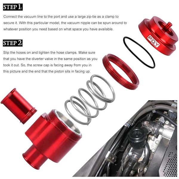 PQY 1.8T 2.7T Válvula desviadora mecanizada de precisión compatible con VW & Audi MK4, B6, B5, C5 1998-2005 rojo - Image 4