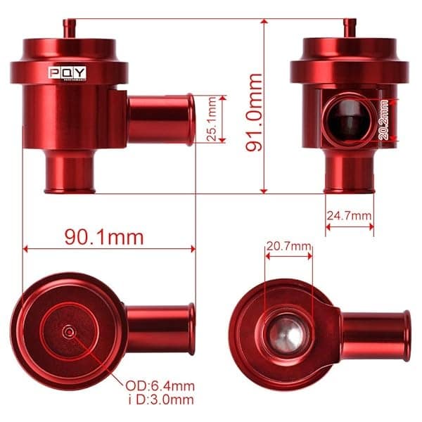 PQY 1.8T 2.7T Válvula desviadora mecanizada de precisión compatible con VW & Audi MK4, B6, B5, C5 1998-2005 rojo - Image 5