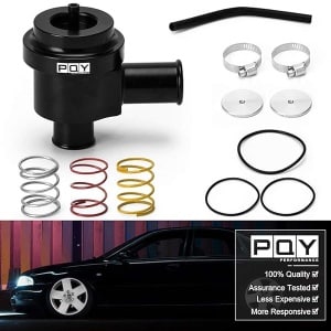 PQY Válvula desviadora mecanizada de precisión 1.8T 2.7T compatible con VW y Audi MK4, B6, B5, C5 1998-2005, color negro
