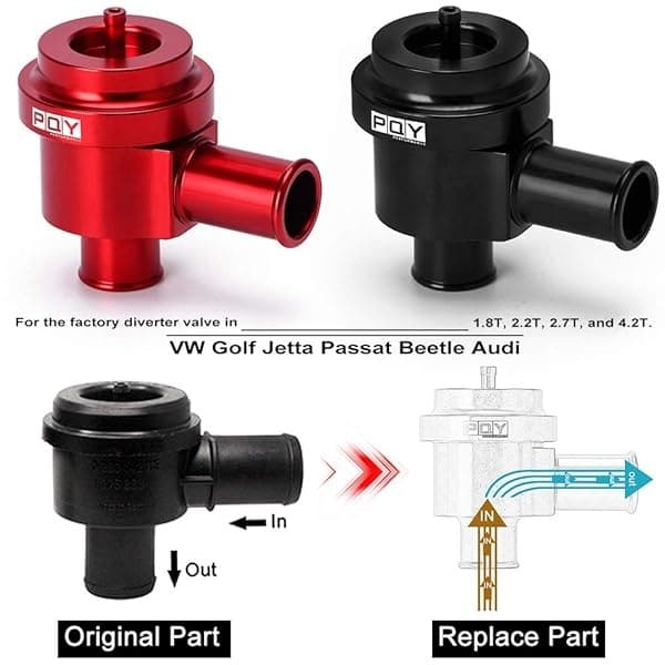 PQY Válvula desviadora mecanizada de precisión 1.8T 2.7T compatible con VW y Audi MK4, B6, B5, C5 1998-2005, color negro - Image 7