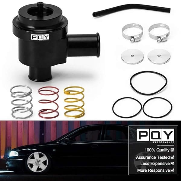 PQY Válvula desviadora mecanizada de precisión 1.8T 2.7T compatible con VW y Audi MK4, B6, B5, C5 1998-2005, color negro