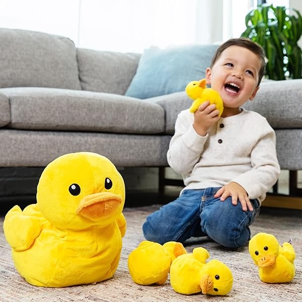 PREXTEX - Peluche de pato con 5 patos de peluche para bebés, cremalleras de pato grande, 5 patitos de peluche pequeños, juguetes de peluche de pato para niños de 3 a 5 años, juguete de pato y patito, - Image 8