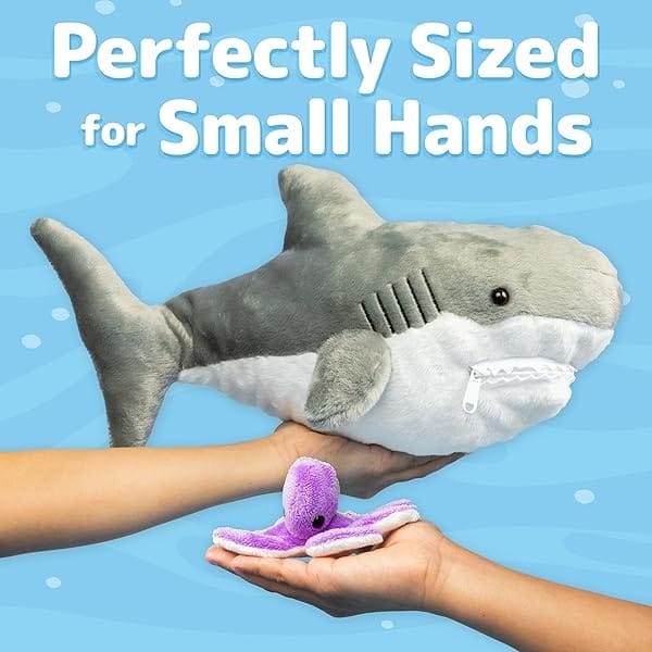 PREXTEX - Peluche de tiburón con 5 animales marinos de peluche, tortuga, ballena, pulpo, mantarraya, felpa de cangrejo, juguetes de peluche de tiburón para niños de 3 a 5 años, juguete gigante de - Image 5