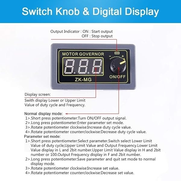 PWM driver de motor, PEMENOL DC 5 V, 12 V, 24 V, 150 W, regulador de velocidad ajustable con interruptor giratorio variable continuo, generador de señal - Image 4