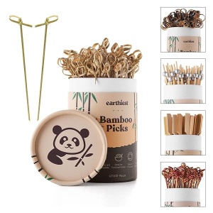 Palillos de bambú para aperitivos Martini – Palillos desechables respetuosos con el medio ambiente para alimentos y bebidas – Dos tamaños disponibles, Natural, 4" 200 Count