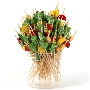 Palillos de cóctel de 200 unidades, palillos de dientes de madera de bambú natural, palillos de cóctel para fiestas (fruta)…