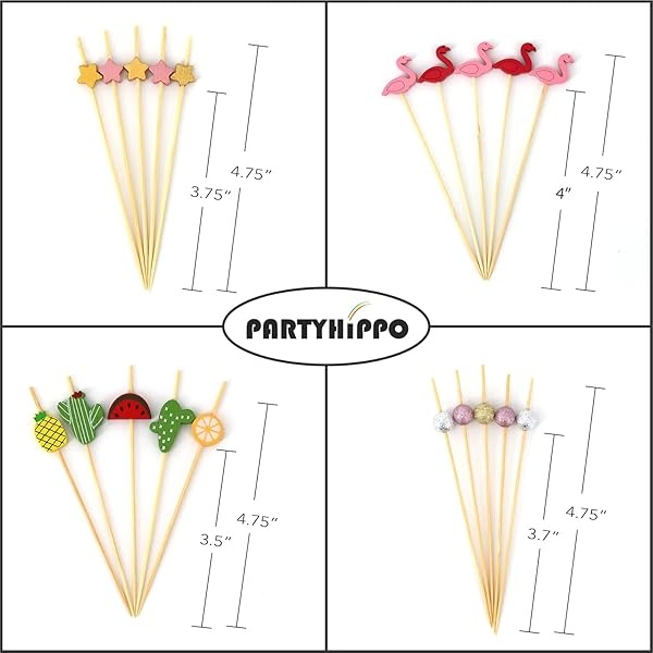 Palillos de cóctel de 200 unidades, palillos de dientes de madera de bambú natural, palillos de cóctel para fiestas (flamenco) - Image 3