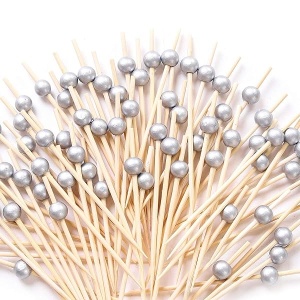 Palillos de cóctel de plata 100 unidades, palillos de madera hechos a mano, palillos de cóctel, suministros para fiestas, color plateado mate
