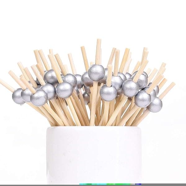 Palillos de cóctel de plata 100 unidades, palillos de madera hechos a mano, palillos de cóctel, suministros para fiestas, color plateado mate - Image 6