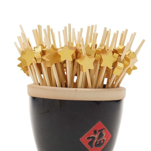Palillos de madera hechos a mano para cócteles, 100 palillos de cóctel, suministros para fiestas, Dorado - Image 5
