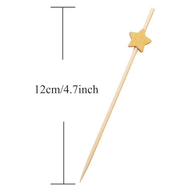 Palillos de madera hechos a mano para cócteles, 100 palillos de cóctel, suministros para fiestas, Dorado - Image 8
