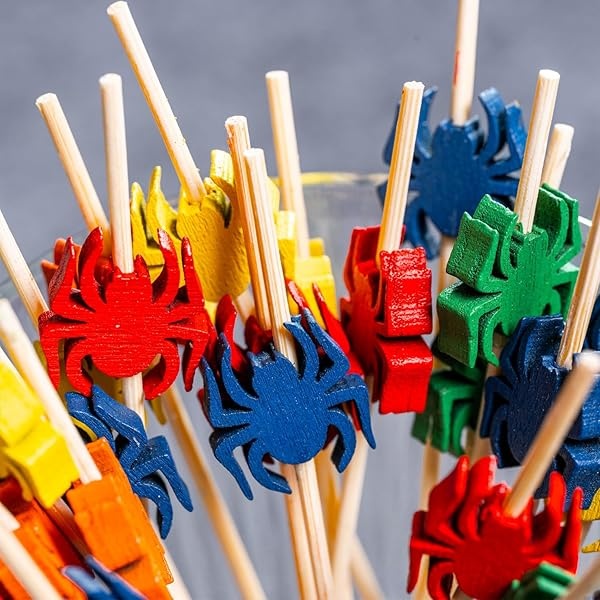 Palillos de madera hechos a mano para cócteles, 100 palillos de cóctel, suministros para fiestas, Plateado - Image 3