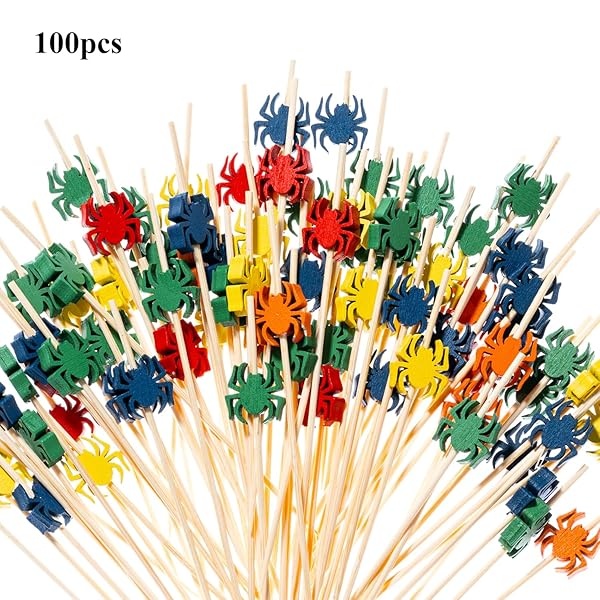 Palillos de madera hechos a mano para cócteles, 100 palillos de cóctel, suministros para fiestas, Plateado