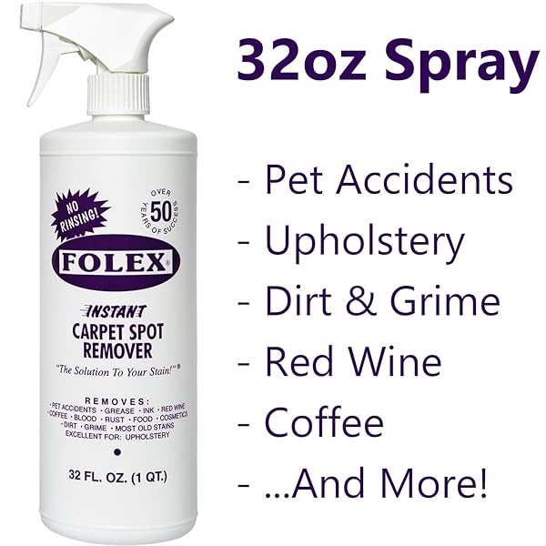 Paño de limpieza absorbente + spray Folex para alfombras | Kit instantáneo para eliminar manchas de alfombras y alfombras, 32 onzas - Image 3
