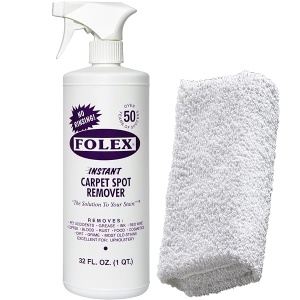 Paño de limpieza absorbente + spray Folex para alfombras | Kit instantáneo para eliminar manchas de alfombras y alfombras, 32 onzas