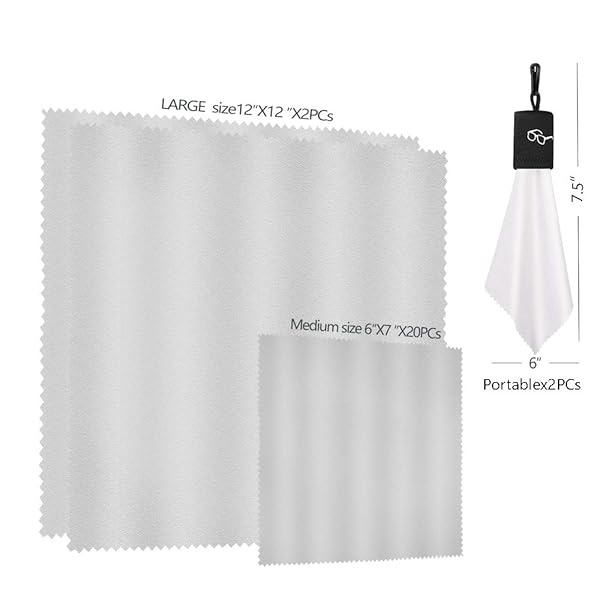 Paños de limpieza de microfibra (2 grandes 20tamaño mediano 2 portátiles), para anteojos, limpiar lentes, pantallas, cámaras, ordenadores portátiles, iPad, iPhone, anteojos, pantallas de TV LCD, teléfonos celulares y más - Image 7