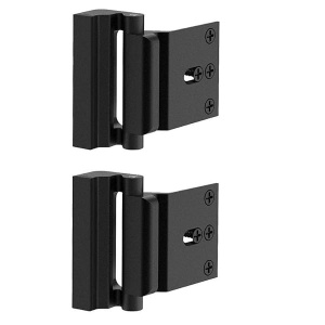 Paquete de 2 cerraduras de refuerzo para puerta con 8 tornillos, bloqueo de puerta de seguridad Defender para niños pequeños, bloqueo de puerta a prueba de niños con bloqueo nocturno, soporta 800 libras, Negro