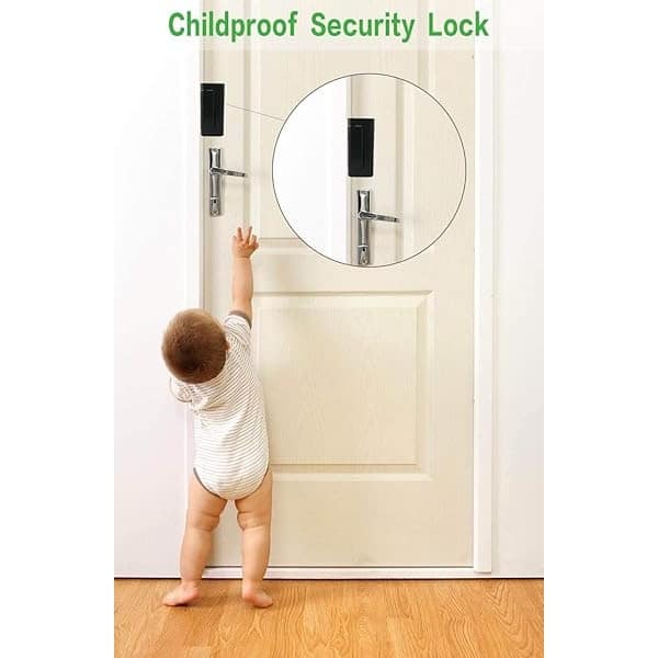 Paquete de 2 cerraduras de refuerzo para puerta con 8 tornillos, bloqueo de puerta de seguridad Defender para niños pequeños, bloqueo de puerta a prueba de niños con bloqueo nocturno, soporta 800 libras, Negro - Image 7
