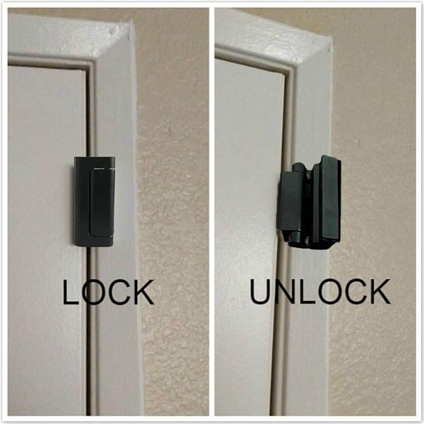 Paquete de 2 cerraduras de refuerzo para puerta con 8 tornillos, bloqueo de puerta de seguridad Defender para niños pequeños, bloqueo de puerta a prueba de niños con bloqueo nocturno, soporta 800 libras, Negro - Image 8