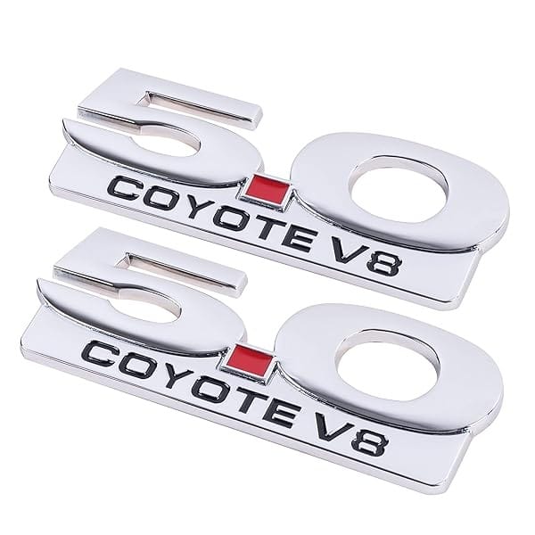 Paquete de 2 emblemas de Coyote V8 5.0 para Ford Mustang F150 F250 F350 (plateado) - Image 4