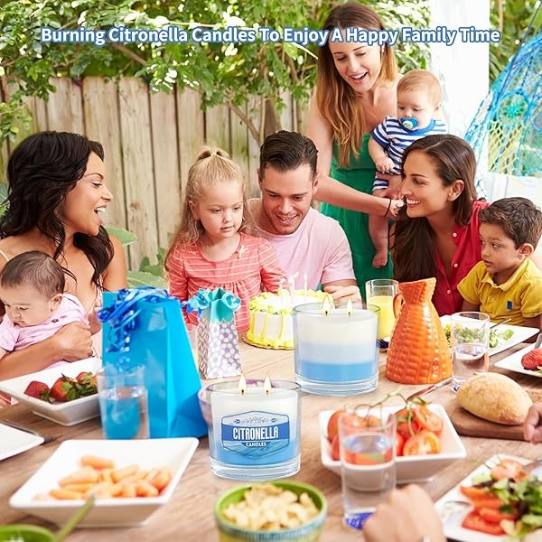 Paquete de 6 velas de citronela para exteriores, vela grande de 2 mechas de citronela para patio, vela de soja de citronela fresca de 6 onzas para el hogar, velas de 450 horas de larga duración para - Image 3