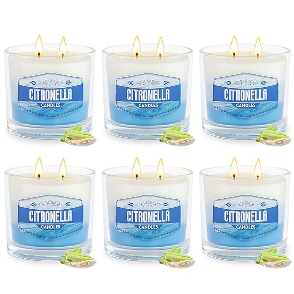 Paquete de 6 velas de citronela para exteriores, vela grande de 2 mechas de citronela para patio, vela de soja de citronela fresca de 6 onzas para el hogar, velas de 450 horas de larga duración para - Image 10