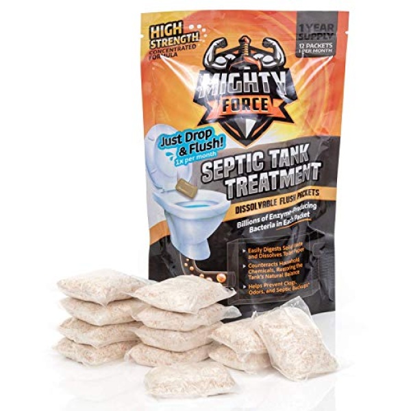 Paquetes de descarga para tratamiento de tanque séptico, desechables, 1 año de suministro (12 paquetes mensuales) – miles de millones de bacterias activas por paquete – simplemente gota, enjuagar, repetir - Image 9