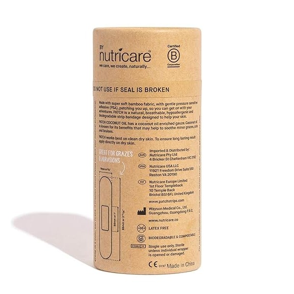 Parche para niños ecológicos de bambú para abrasiones y rozaduras, hipoalergénico, cuidado de heridas para piel sensible, biodegradable, libre de látex, libre de plástico, sin residuos, aceite de coco, 25 quilates (paquete de 3) - Image 4