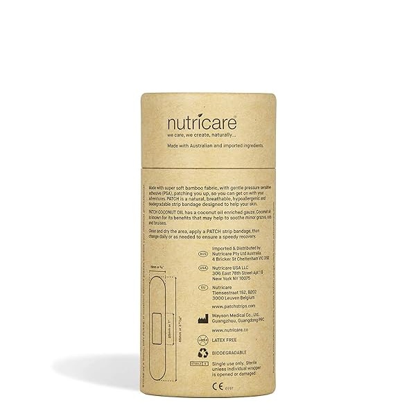 Parche para niños ecológicos de bambú para abrasiones y rozaduras, hipoalergénico, cuidado de heridas para piel sensible, biodegradable, libre de látex, libre de plástico, sin residuos, aceite de coco, 25 quilates (paquete de 3) - Image 5
