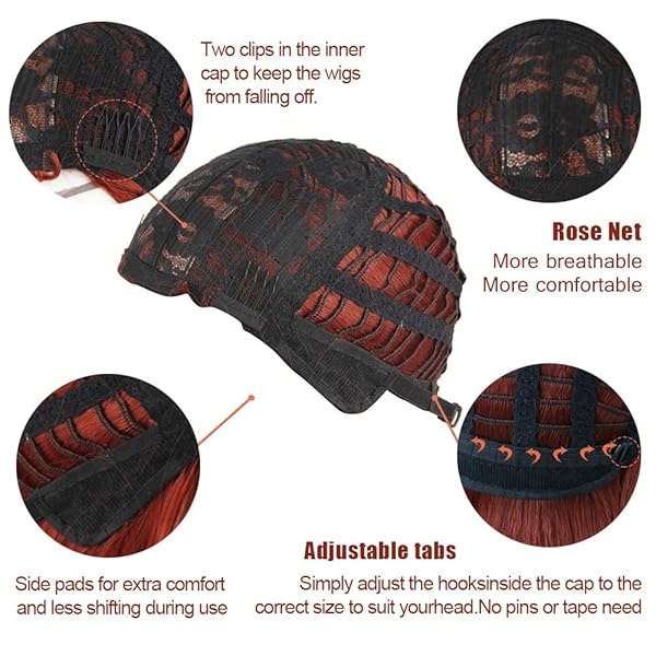 Pelucas Auburn Pelucas largas onduladas rojas sintéticas para mujeres Pelucas de jengibre rizadas naranja oscuro pelo ondulado resistente al calor rojo cobre peluca de repuesto Cosplay peluca - Image 7