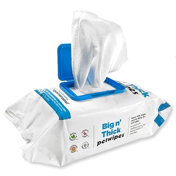 Petkin Petwipes, 400 toallitas – Big 'n Thick Extra Large Pet Wipes for Dogs and Cats – Limpia cara, orejas, cuerpo y zona de los ojos – Súper conveniente, ideal para el hogar o viajes – 4 paquetes de 100 toallitas - Image 9