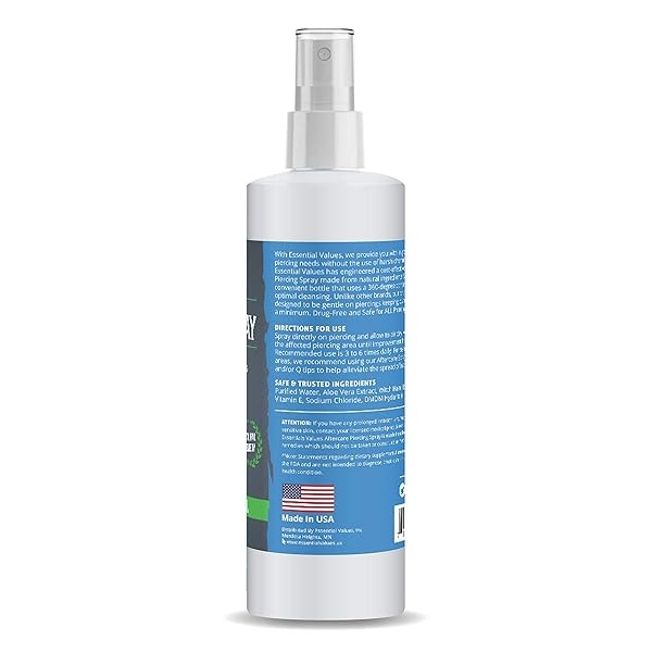 Piercing Aftercare Spray (236 ml), hecho de las mejores sales y aloe vera, natural y suave al contacto, cura heridas de piercing, fabricado en Estados Unidos - Image 3