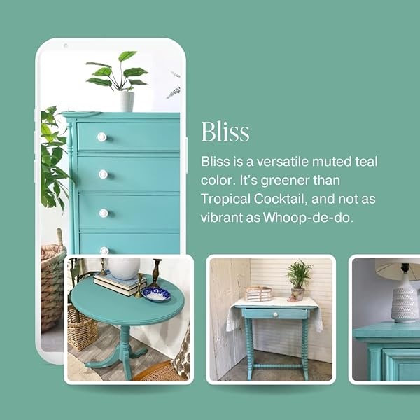 Pintura de estilo gis, para muebles, decoración del hogar, manualidades, ecológica, todo en uno, no necesita cera (Bliss [Verde azulado], pinta (16 onzas)) - Image 4