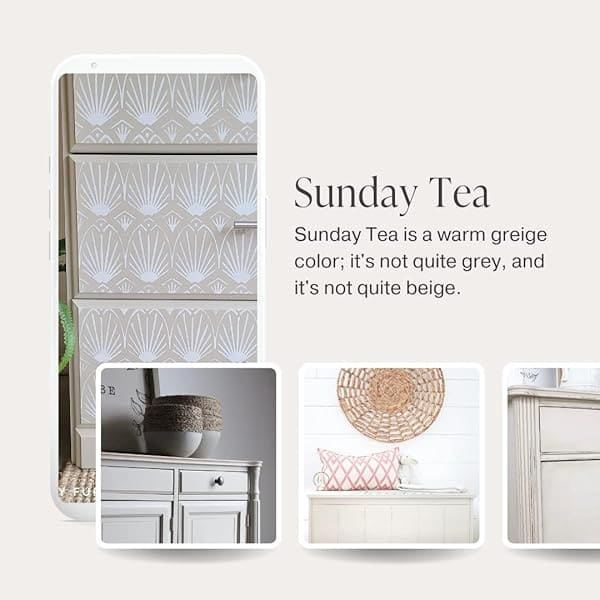 Pintura de estilo gis, para muebles, decoración del hogar, manualidades, ecológica, todo en uno, no necesita cera (té de domingo [gris cálido], pinta (16 onzas)) - Image 4