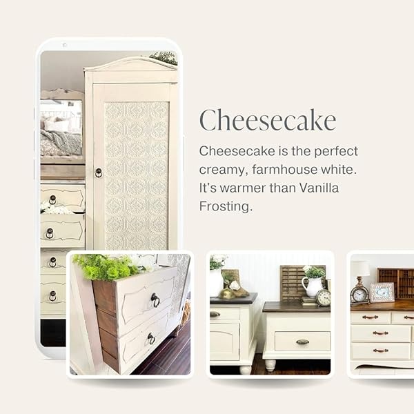 Pintura de estilo gis, para muebles, decoración del hogar, manualidades, respetuosa con el medio ambiente, todo en uno, no necesita cera (tarta de queso [blanco roto], muestra (4 onzas)) - Image 4