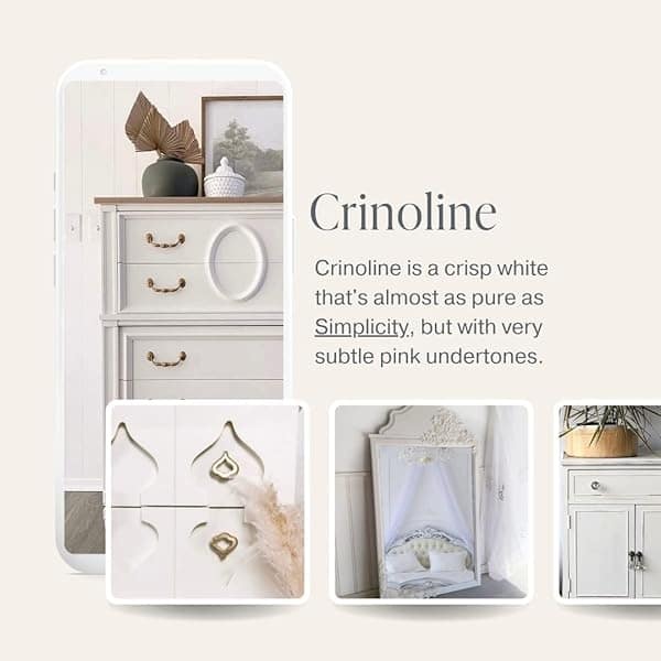 Pintura de estilo gis, para muebles, decoración del hogar, manualidades, respetuosa con el medio ambiente, todo en uno, no necesita cera (crinolina [blanco roto], muestra (4 onzas)) - Image 4