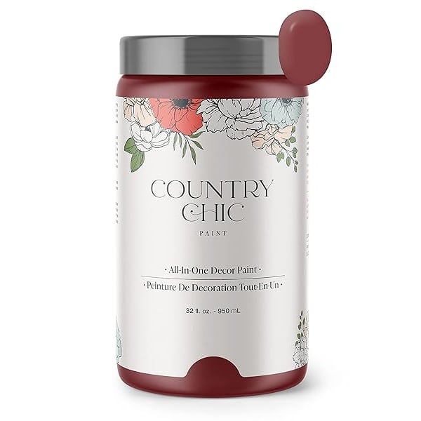 Pintura de estilo gis, para muebles, decoración del hogar, manualidades, respetuosa con el medio ambiente, todo en uno, no necesita cera (salsa de arándano [rojo], cuarto de galón (32 onzas))