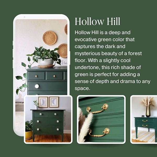Pintura de estilo gis, para muebles, decoración del hogar, manualidades, respetuosa con el medio ambiente, todo en uno, no necesita cera (Hollow Hill [verde oscuro], muestra (4 onzas)) - Image 4